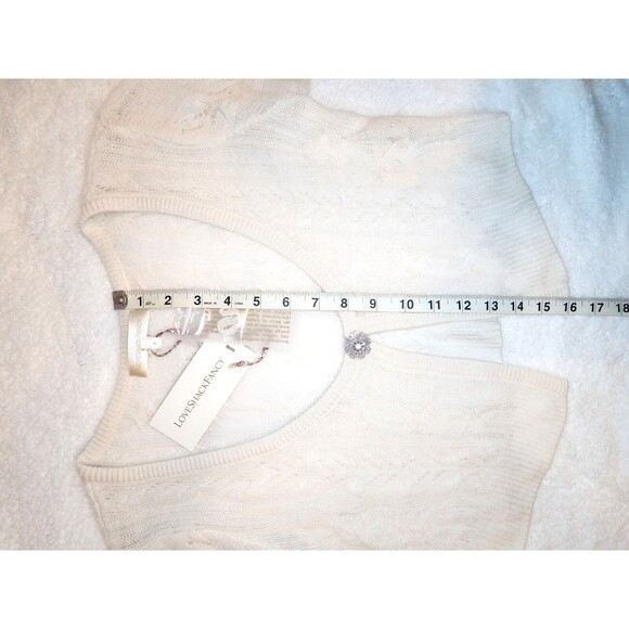 NWT LoveshackFancy Elba Crop Lightweight Cashmere Cardigan Shrug Ivory Sz Large - Picture 8 of 10